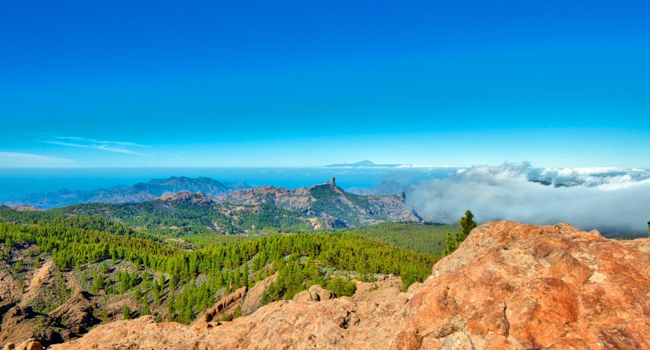 Naturmonumente auf Gran Canaria gesehen vom Mirador Pico de Las Nieves 1950müM