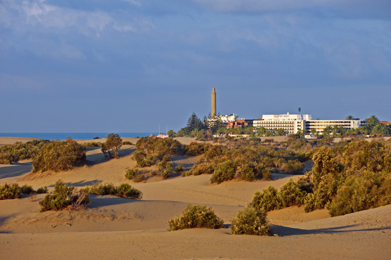 Leuchtturm Maspalomas Faro und Hotels in Oasis und Meloneras