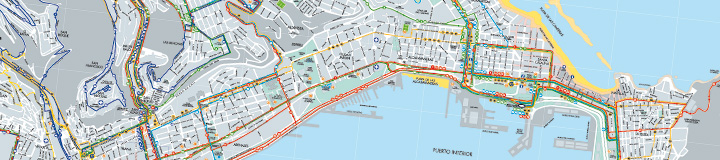 Busfahrplan der Guaguas Municipales Las Palmas de Gran Canaria: Streckennetz innerstädtische Busverbindungen