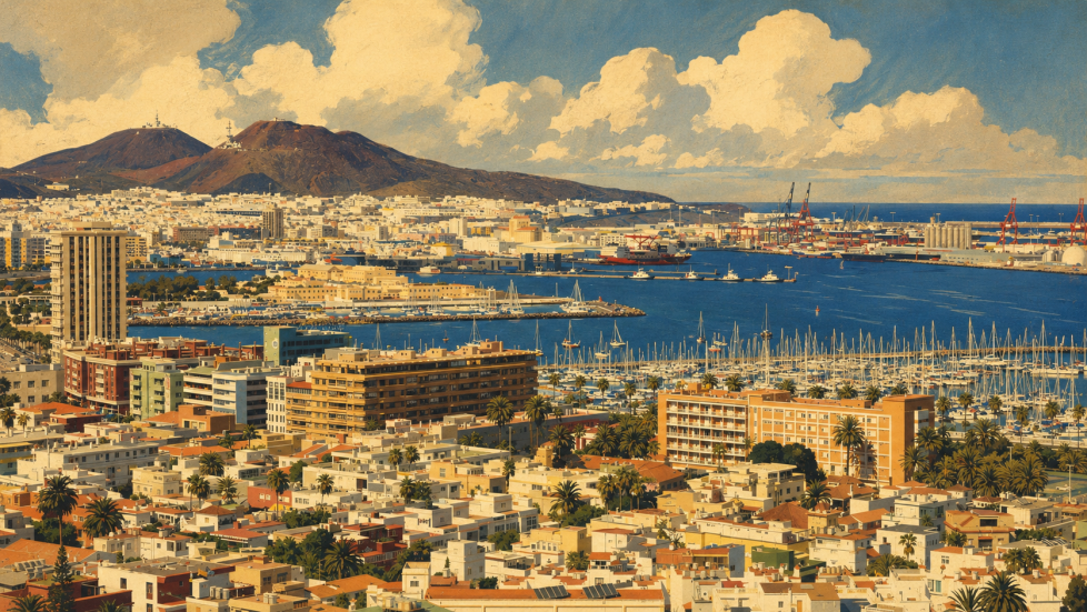 Aussichtspunkt Confital mit Blick über den Hafen Las Palmas und Santa Catalina